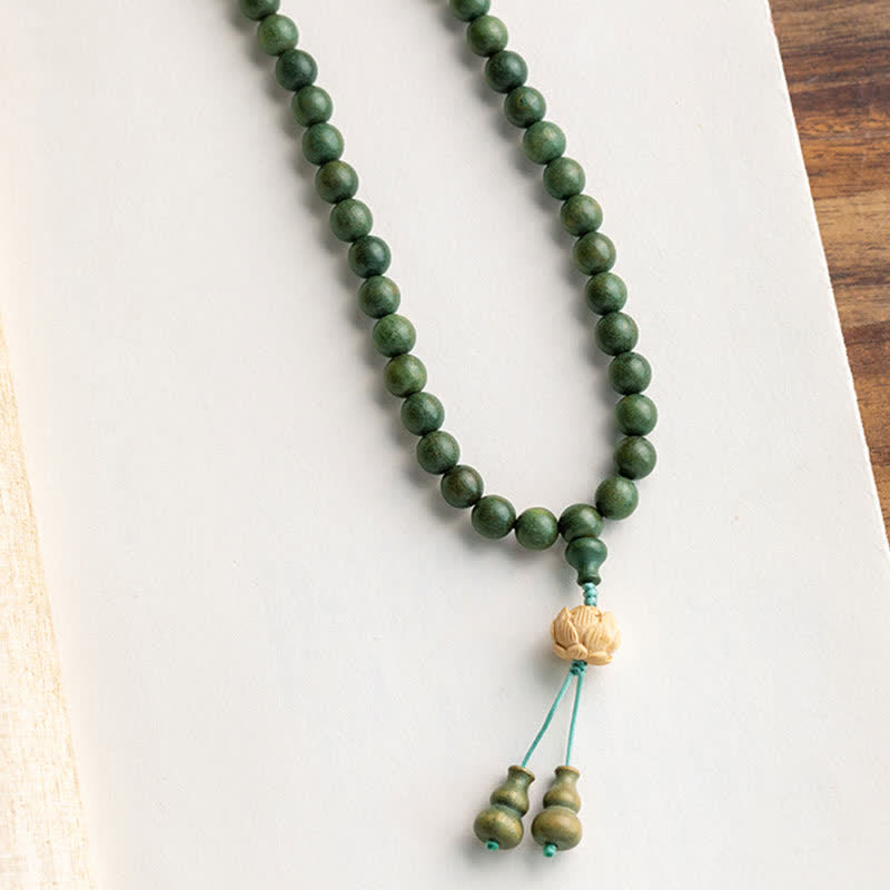 Nimara Ritual 108 Mala Beads Green Sandalwood Boxwood Lotus Positive Bracelet