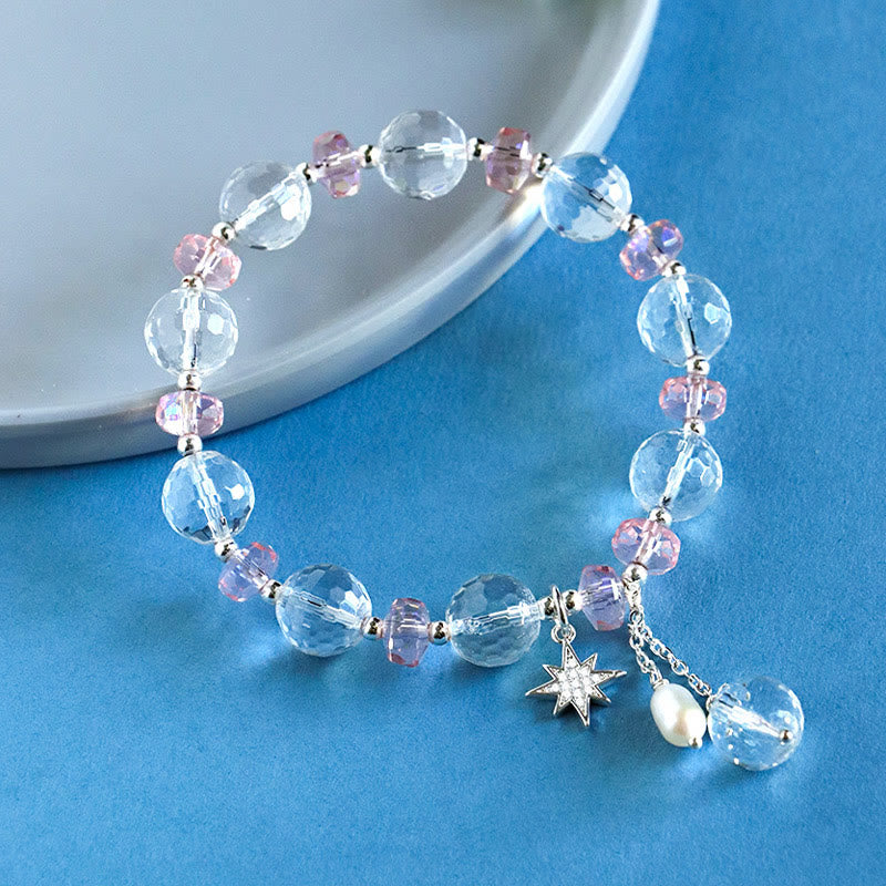 Nimara Ritual White Crystal Pink Crystal Protection Star Charm Bracelet