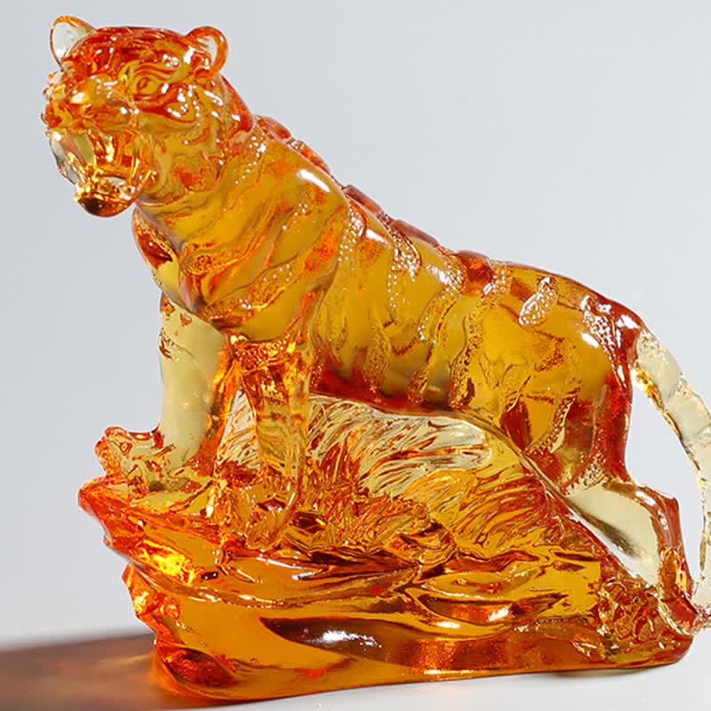 Nimara Ritual Handmade Liuli Crystal Tiger Art Piece Protection Home Decoration