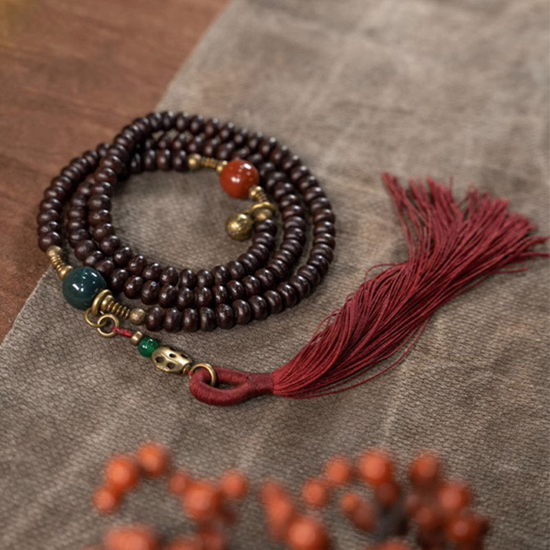 Nimara Ritual 108 Mala Beads Natural Tibet Purple Bodhi Seed Auspiciousness Bracelet