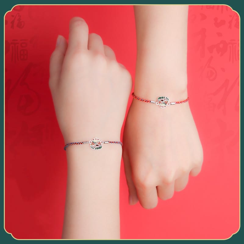 Nimara Ritual 925 Sterling Silver Zongzi Pattern Luck Multicolored Handcrafted Bracelet