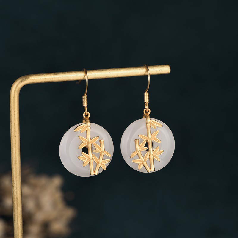 Nimara Ritual FengShui White Jade Fortune Earrings