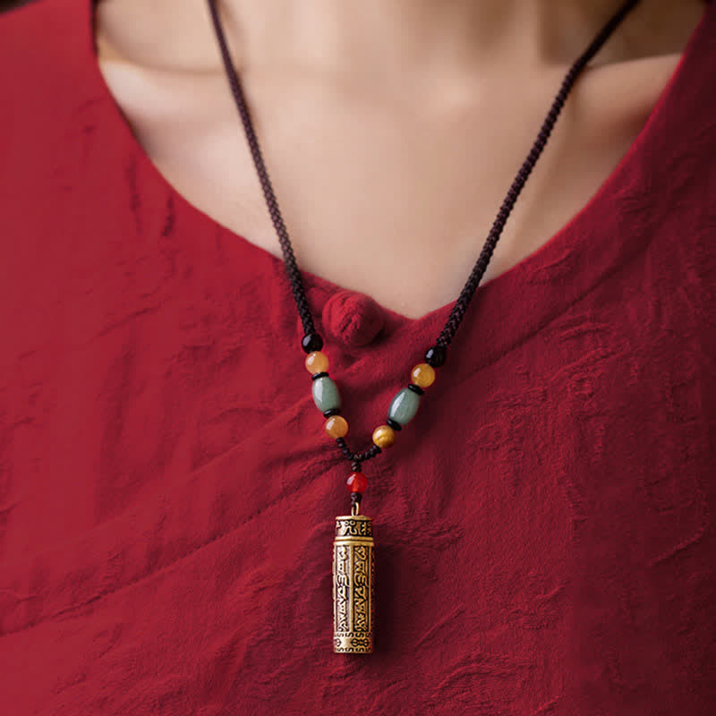 Nimara Ritualhop Tibet Om Mani Padme Hum Agate Shurangama Sutra Protection Necklace Pendant