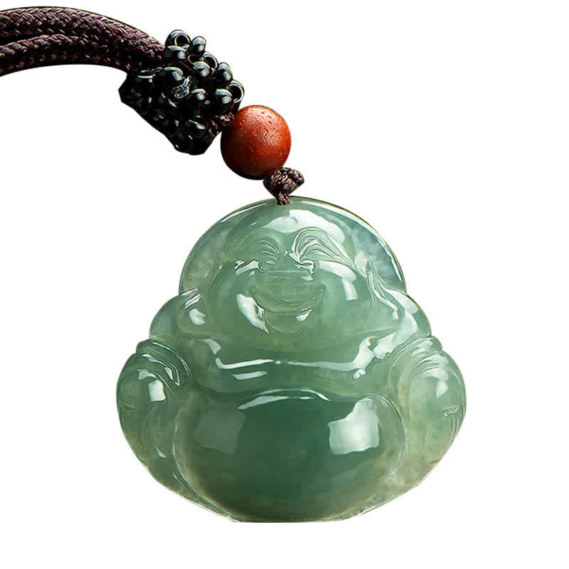 Nimara Ritual Laughing Buddha Jade Abundance String Necklace Pendant
