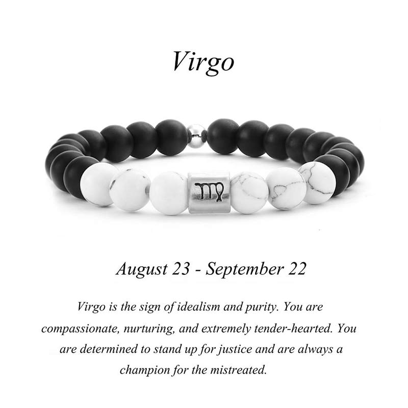 Nimara Ritual 12 Constellations of the Zodiac Natural Frosted Stone White Turquoise Bead Fortune Bracelet