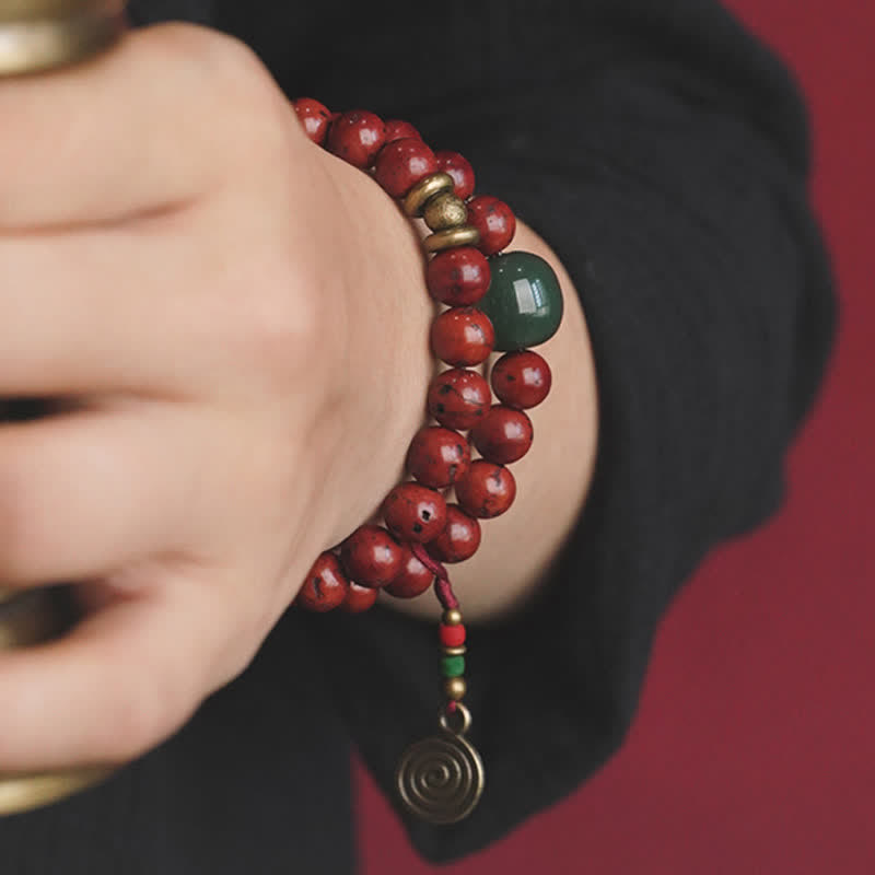 Nimara Ritual Bodhi Seed Cyan Jade Copper Peace Luck Bracelet