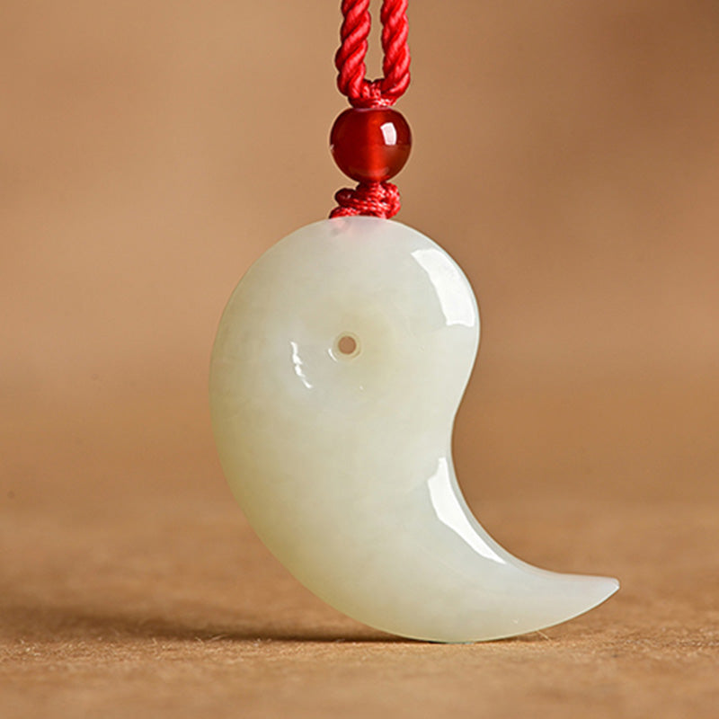 Nimara Ritual Yin Yang White Jade Cyan Jade Protection Blessing Necklace String Pendant