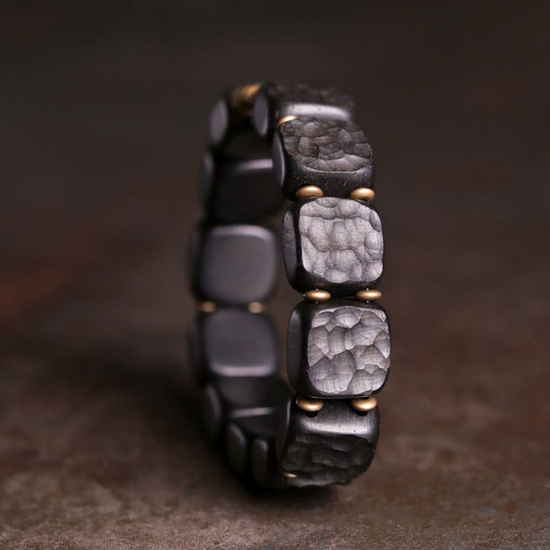Nimara Ritual Retro Ebony Wood Texture Style Copper Peace Balance Bracelet