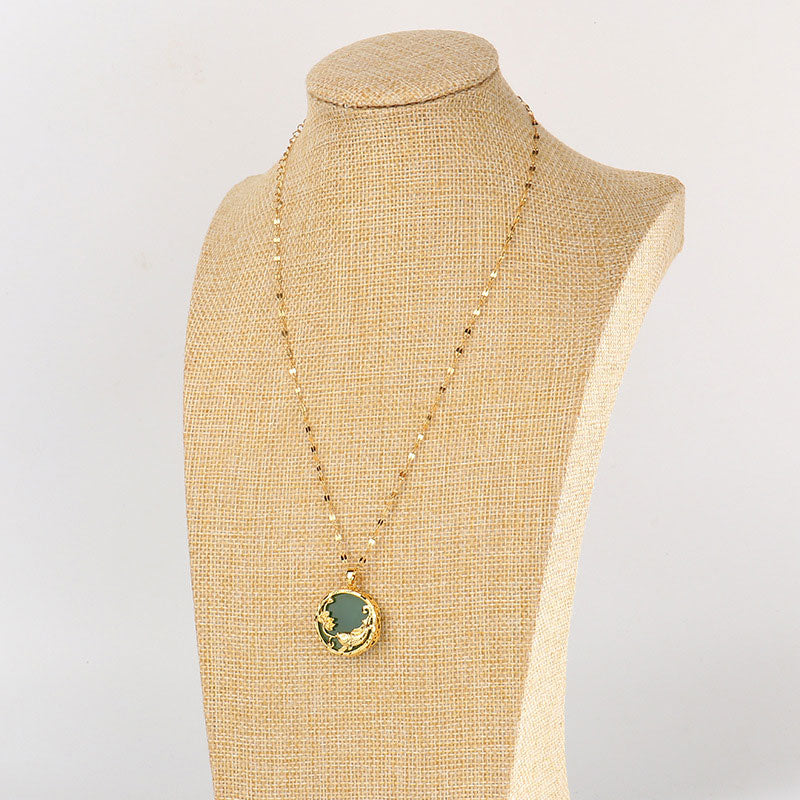 Nimara Ritual Natural Jade Koi Fish Lotus Luck Necklace Pendant