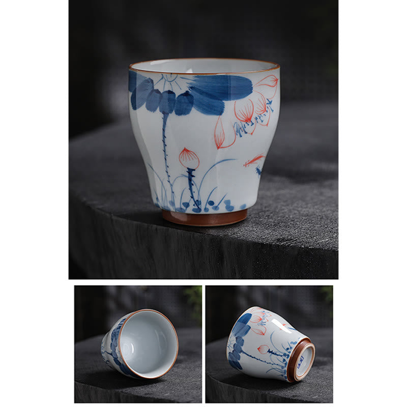 Nimara Ritual Lotus Flower Leaf Bamboo Ceramic Teacup Kung Fu Tea Cups