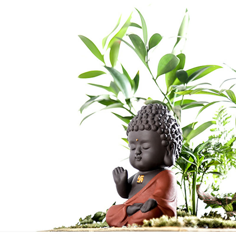Nimara Ritual Small Buddha Serenity Purple Clay Home Desk Decoration