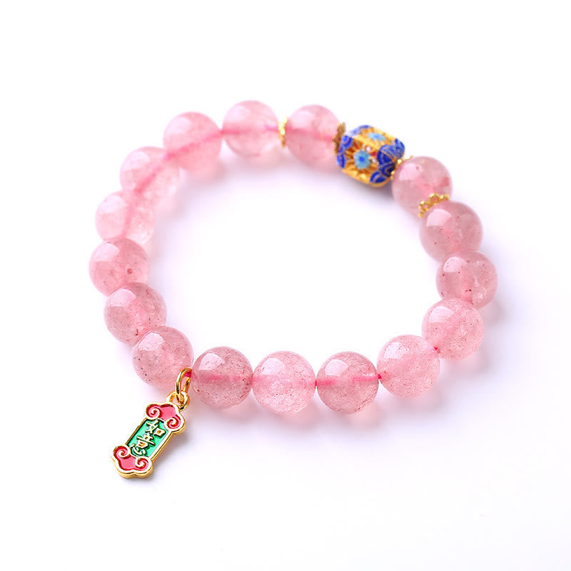 Nimara Ritual Strawberry Quartz Positive Ruyi Charm Bracelet