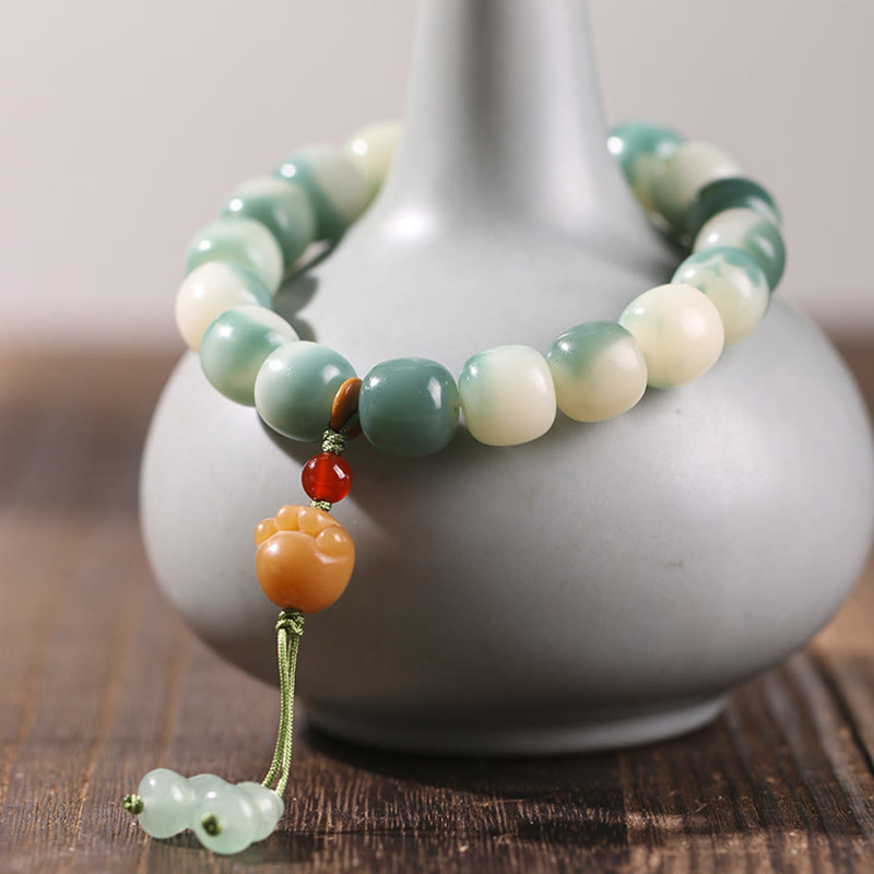 Nimara Ritual Gradient Bodhi Seed Nine Tailed Fox Cat Paw Claw Pine Cone Peace Bracelet