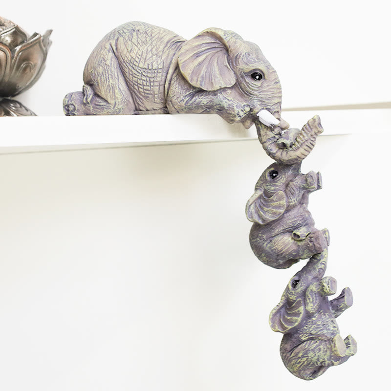 Nimara Ritual 3pcs Feng Shui Elephant Sitter Figurines Wealth Figurine Home Decoration
