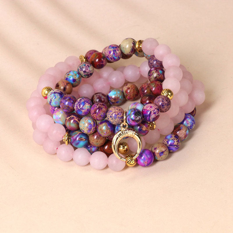 Nimara Ritual 108 Beads Miano Real Pink Crystal Mala Healing Bracelet