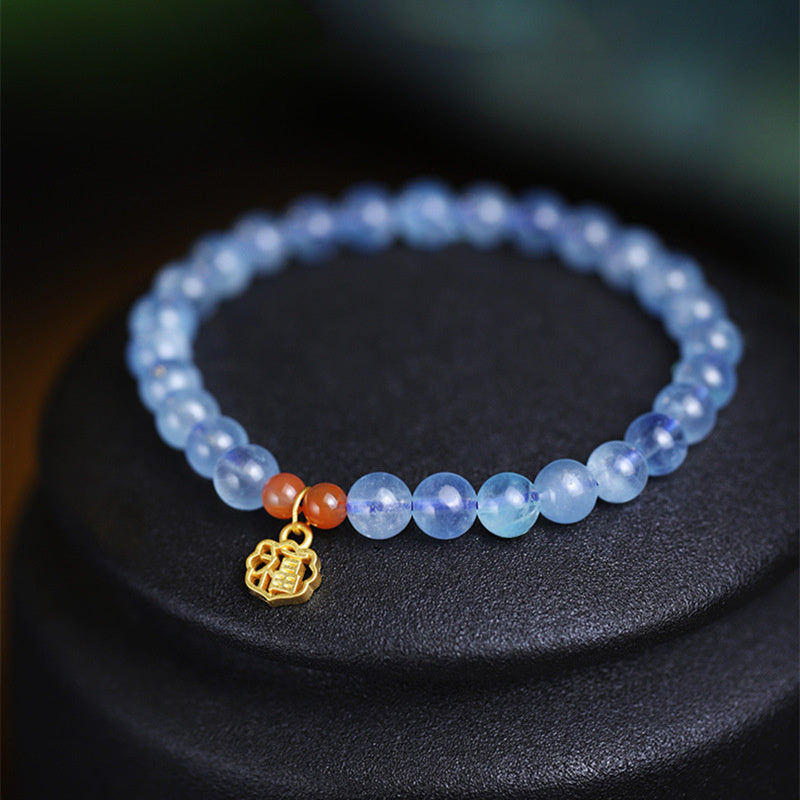 Nimara Ritual Natural Aquamarine Red Agate Healing Charm Bracelet