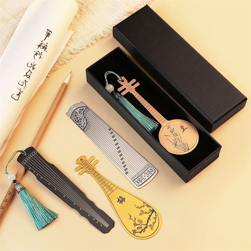 Nimara Ritual Classical Musical Instruments Pipa Guzheng Guqin Ruan Metal Bookmarks Tassel With Gift Box