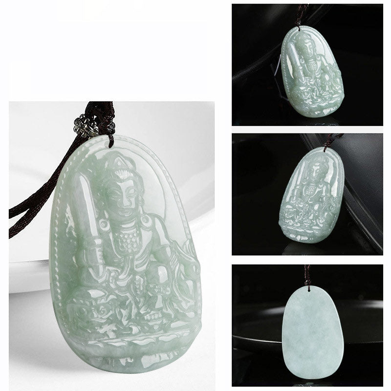 Nimara Ritual Chinese Zodiac Natal Buddha Jade Wealth Prosperity Necklace Pendant