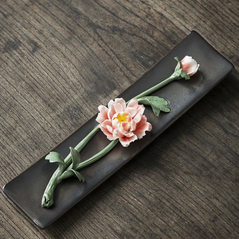 Nimara Ritual Lotus Peony Rose Flower Ceramic Spiritual Incense Burner