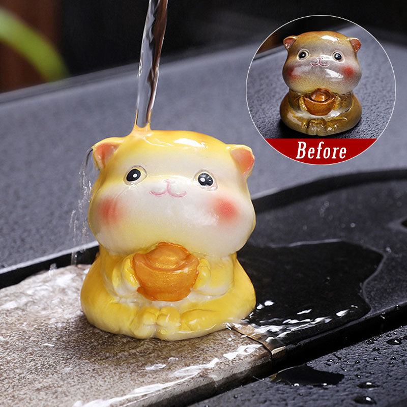 Nimara Ritual Color Changing Cute Mini Cat Resin Tea Pet Wealth Home Figurine Decoration