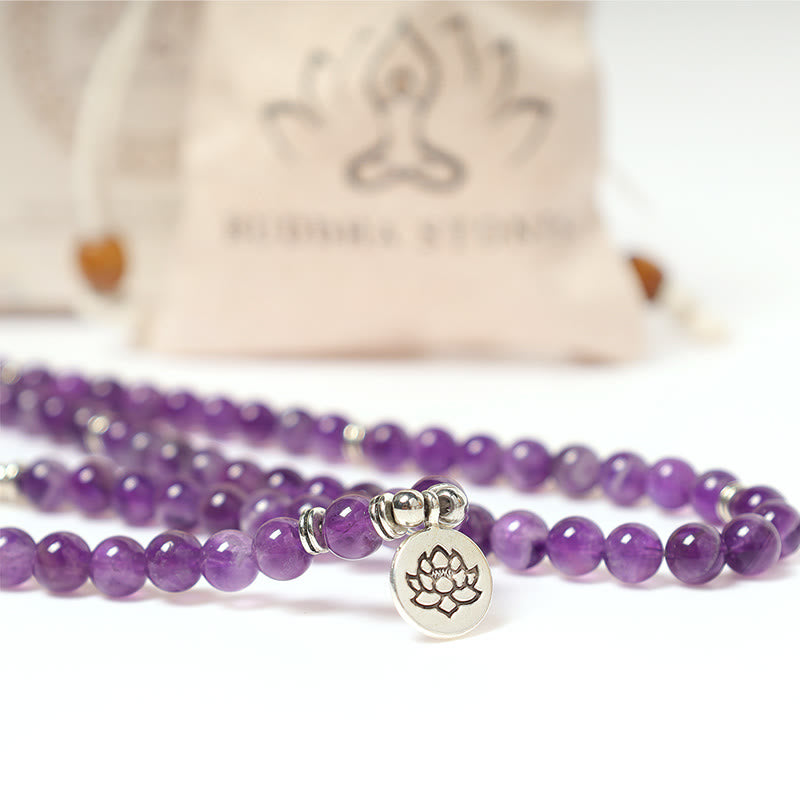 Nimara Ritual Natural Amethyst Purification Mala Bracelet