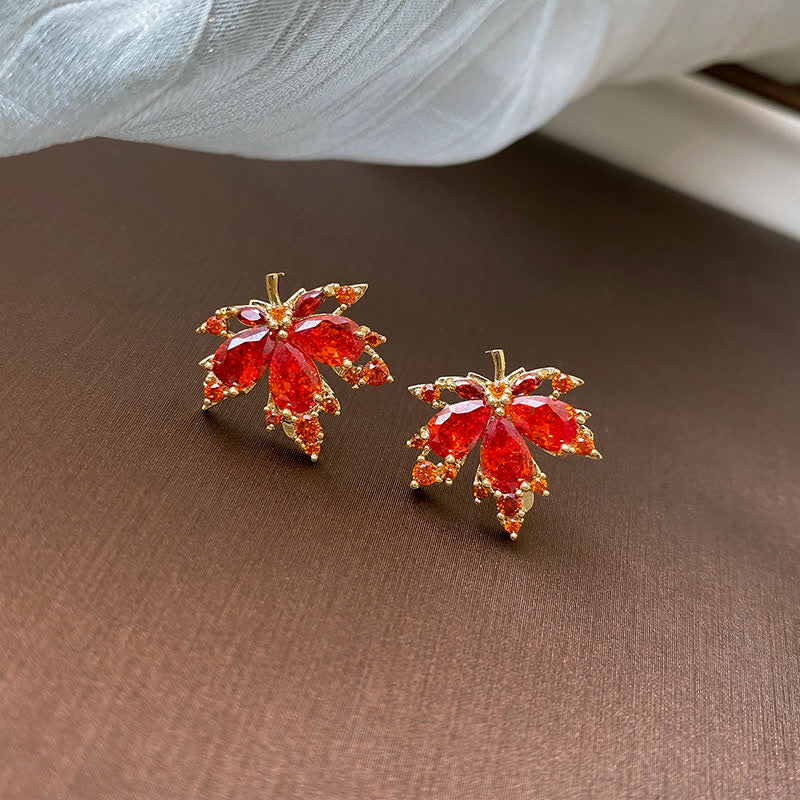 Nimara Ritual Maple Leaf Zircon Luck Necklace Pendant Ring Earrings