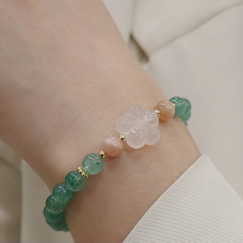 Nimara Ritual Natural Green Strawberry Quartz Chalcedony Flower Gratitude Bracelet