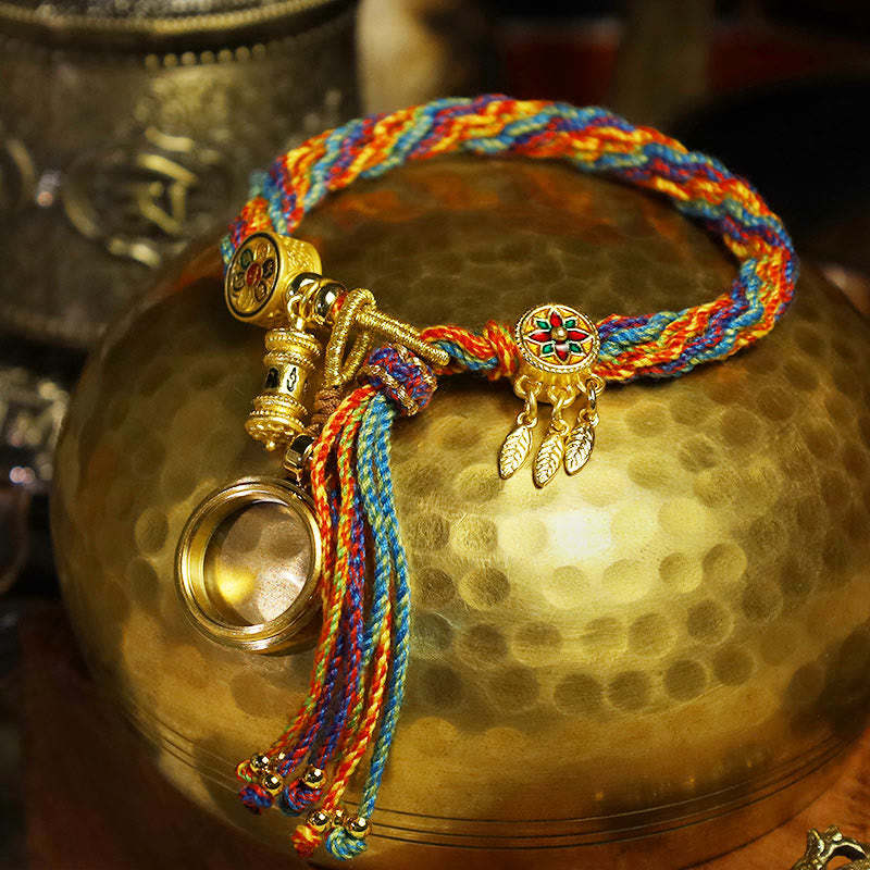 Nimara Ritual Tibetan Om Mani Padme Hum Dreamcatcher Luck Colorful Reincarnation Knot String Bracelet