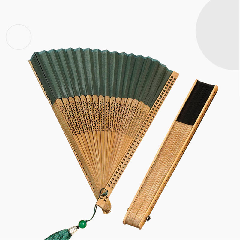 Nimara Ritual Vintage Handheld Folding Fan With Bamboo Frames