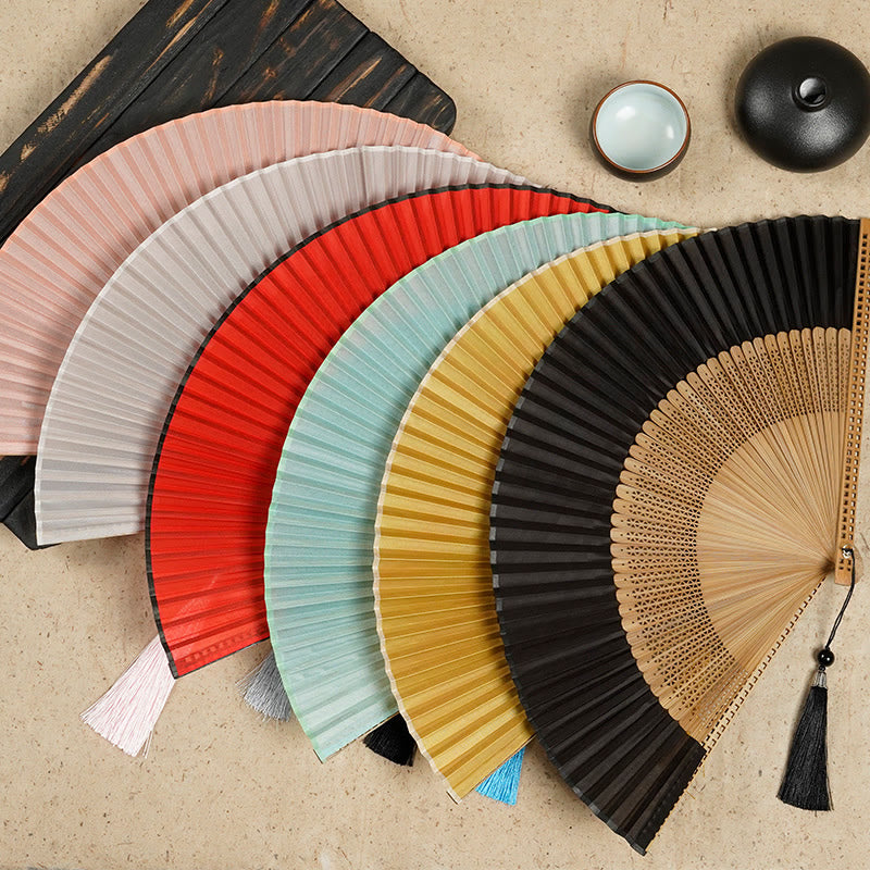 Nimara Ritual Vintage Handheld Folding Fan With Bamboo Frames