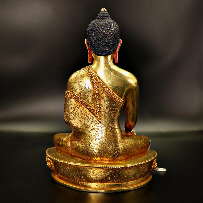 Nimara Ritual Buddha Shakyamuni Medicine Buddha Compassion Copper Gold Plated Statue Decoration