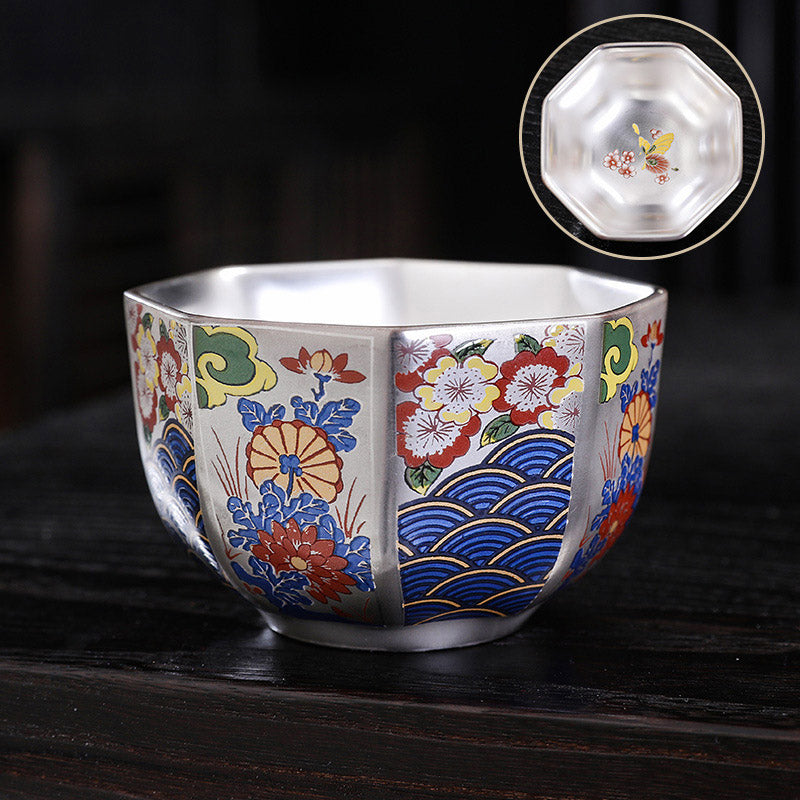 Nimara Ritual Chrysanthemum Flowers Ceramic Teacup Kung Fu Tea Cup