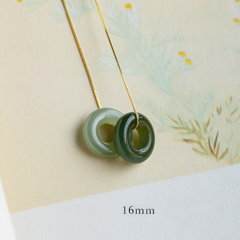Nimara Ritual Natural Round Jade Peace Buckle Luck Abundance Necklace Pendant
