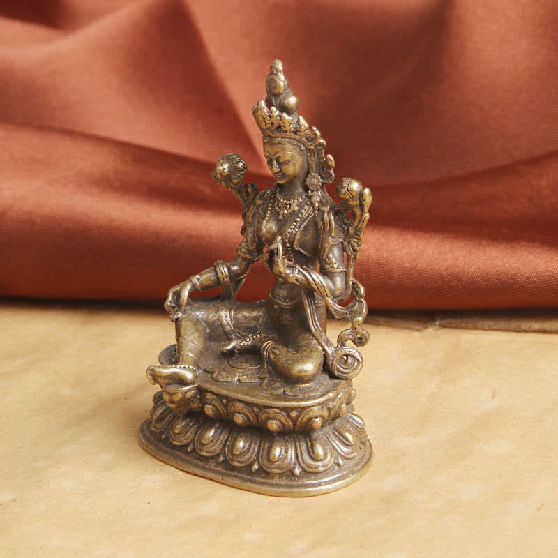 Nimara Ritual Bodhisattva Green Tara Calm Hope Copper Statue Decoration