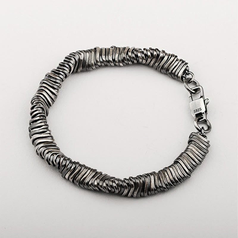 Nimara Ritual 925 Sterling Silver Vintage Twisted Design Wealth Healing Chain Bracelet
