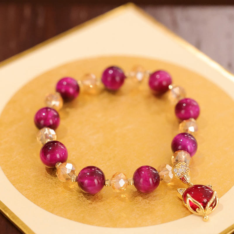 Enhance Self Confidence Self Worth Red Tiger Eye PiXiu Fox Protection Bracelet