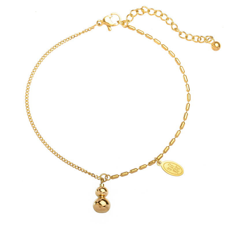 Nimara Ritual 18k Gold Plated Copper Lucky Gourd Design Wealth Buckle Anklet