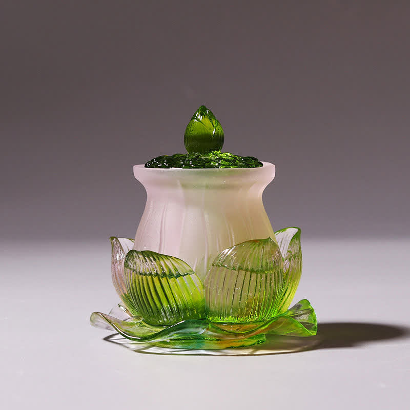 Nimara Ritual Feng Shui Lotus Handmade Liuli Crystal Art Piece Home Office Offering Decoration
