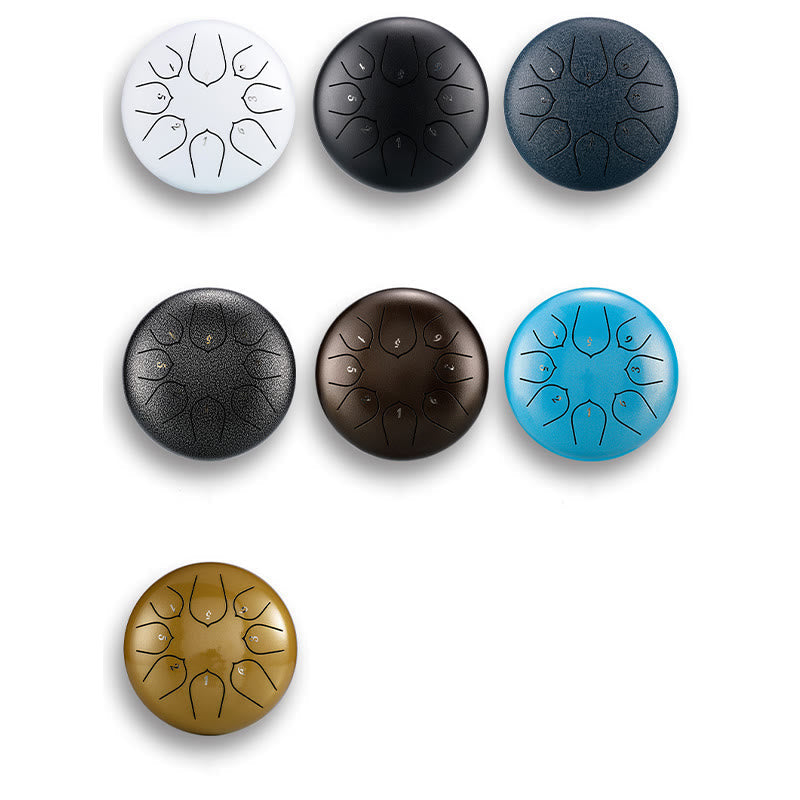 Nimara Ritual Steel Tongue Drum Sound Healing Meditation Lotus Pattern Drum Kit 8 Note 6 Inch Percussion Instrument