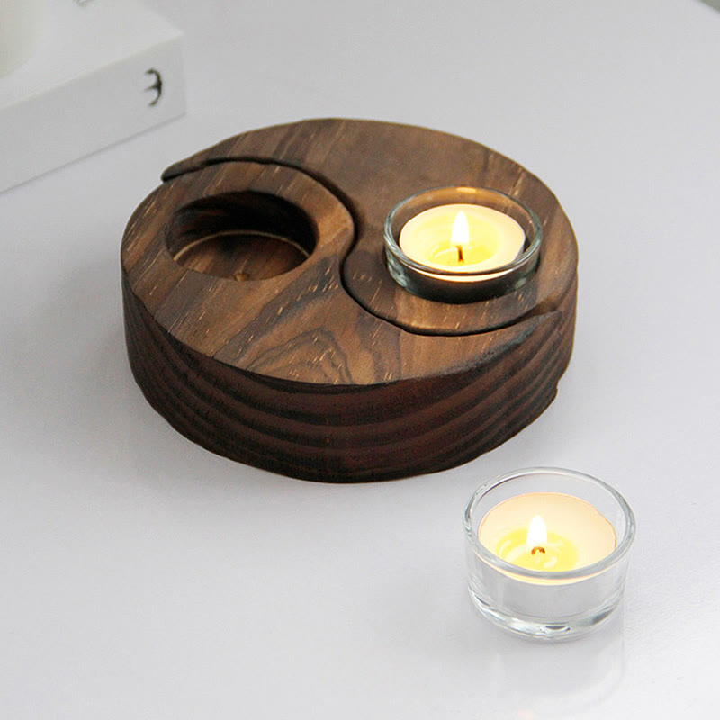 Nimara Ritual Yin Yang Wood Candle Holder Meditation Rituals Use Items