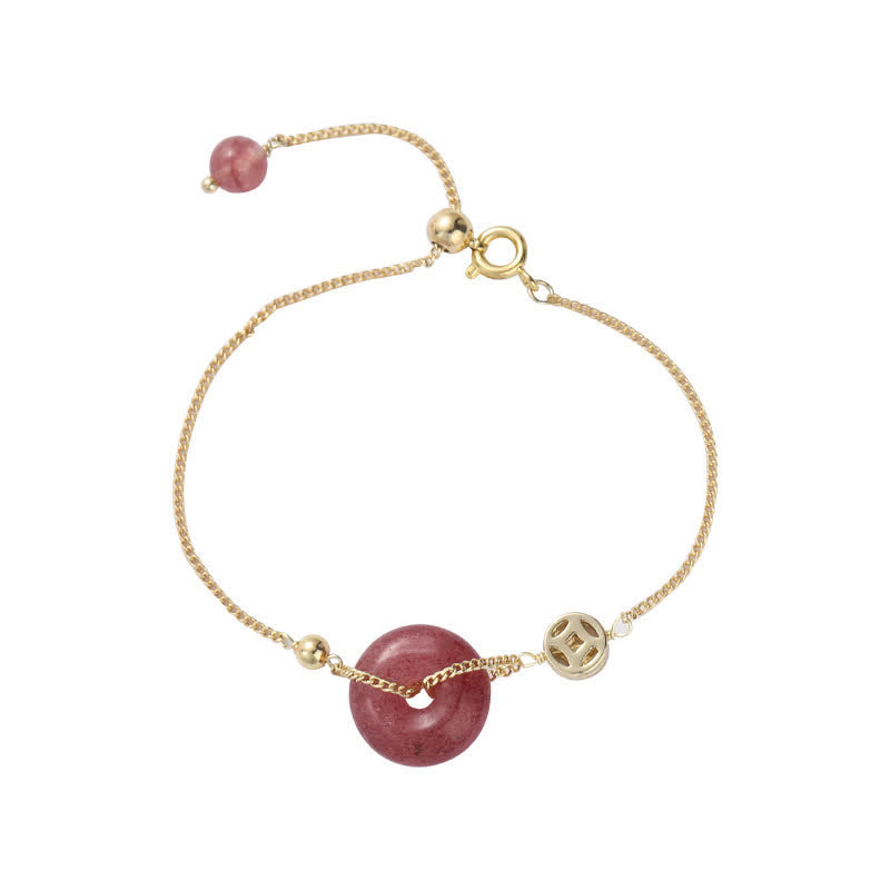 Nimara Ritual Strawberry Quartz Peace Buckle Coin Love Bracelet