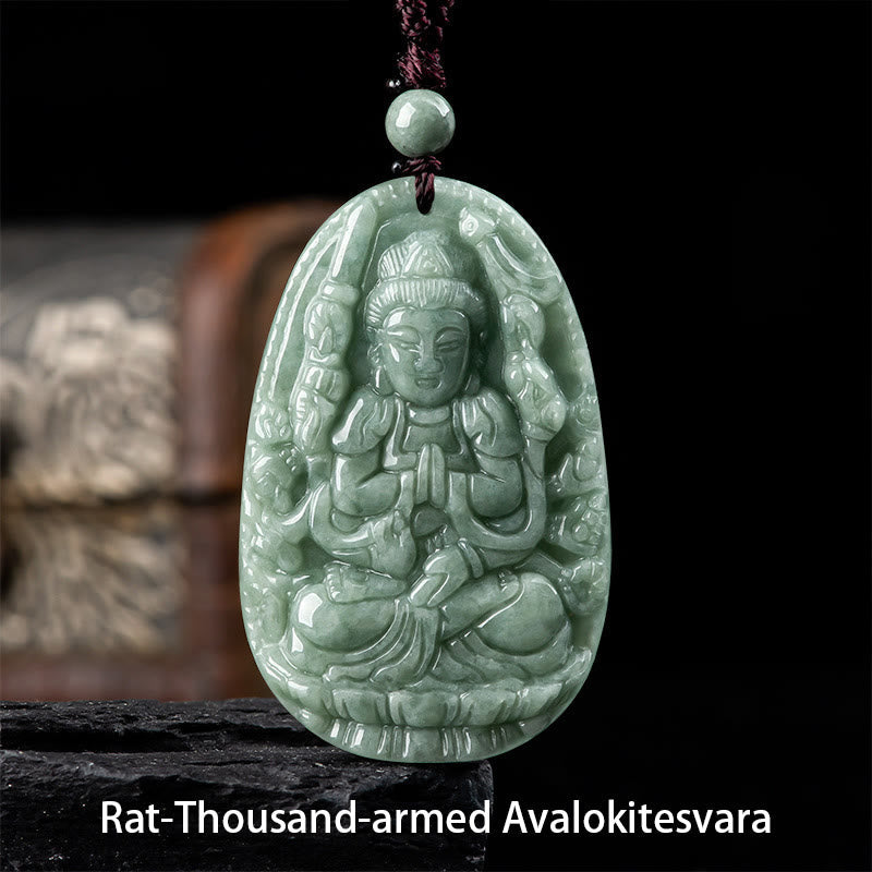 Nimara Ritual Chinese Zodiac Natal Buddha Natural Jade Wealth Prosperity Necklace Pendant