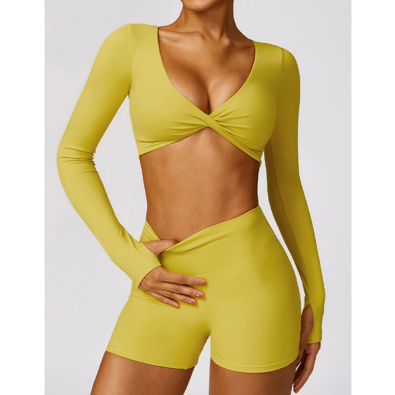 Nimara Ritual Gym Sports Yoga Backless Bra Crop Tank Top Breathable Shorts