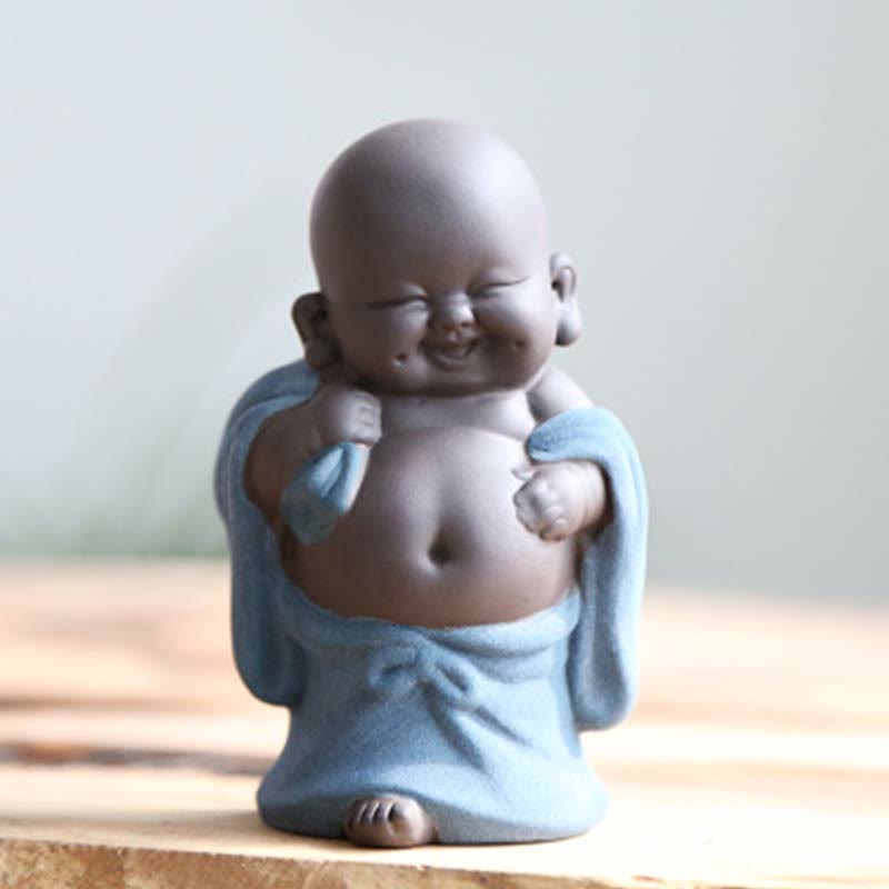 Nimara Ritual Always Smiling Laughing Buddha Wealth Luck Purple Clay Maitreya Statue Decoration