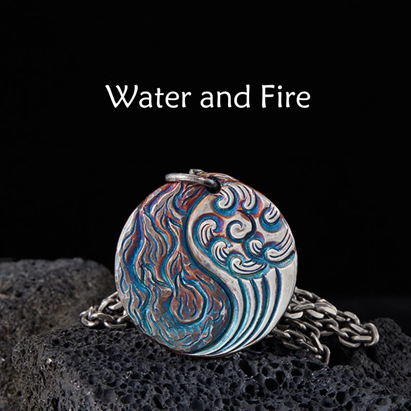 Nimara Ritual 990 Sterling Silver Yin Yang Water and Fire Balance Necklace Pendant