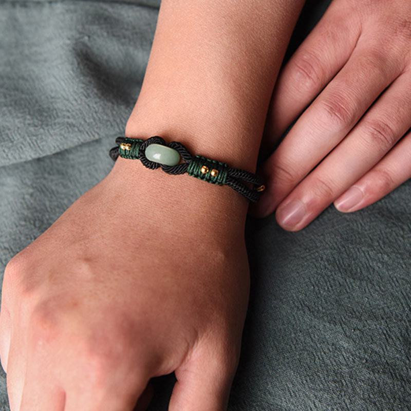 Nimara Ritual Tibetan Jade Lucky Black Rope Couple Bracelet