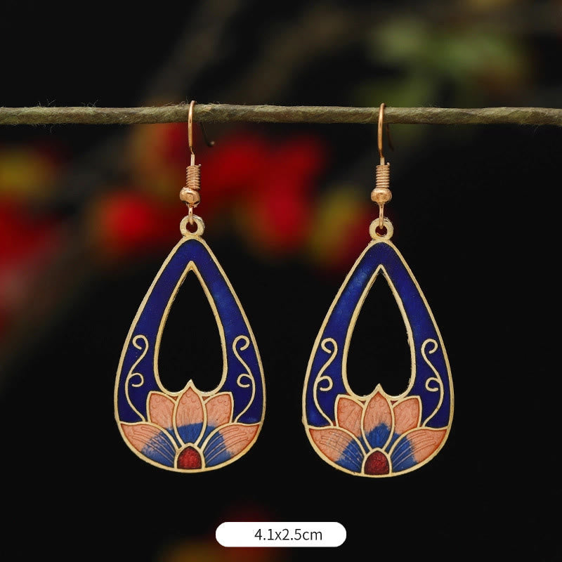 Nimara Ritual Lotus Butterfly Flower Alloy Copper Enlightenment Drop Earrings
