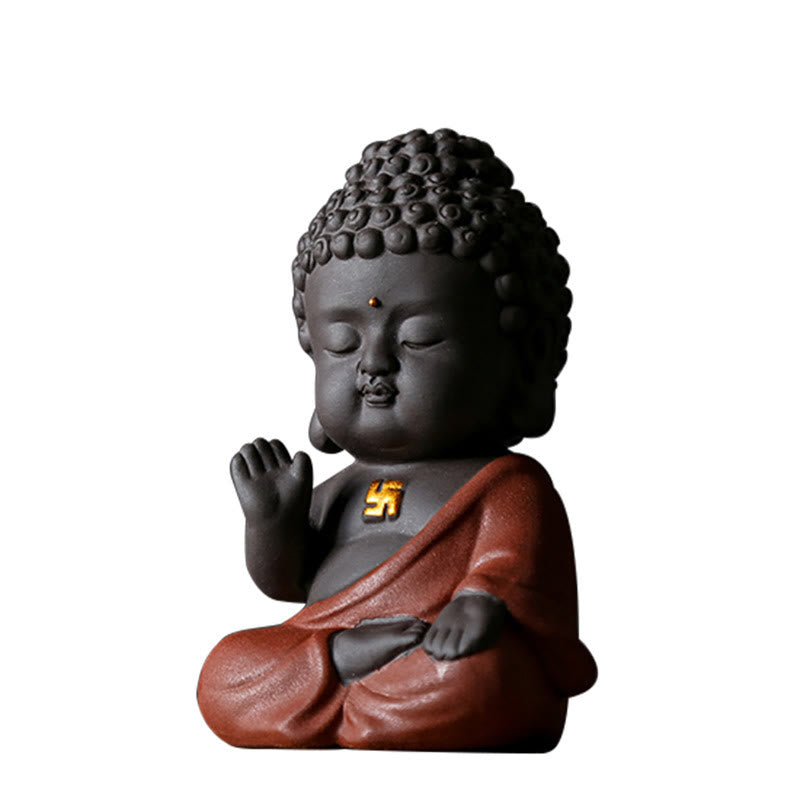 Nimara Ritual Small Buddha Serenity Purple Clay Home Desk Decoration