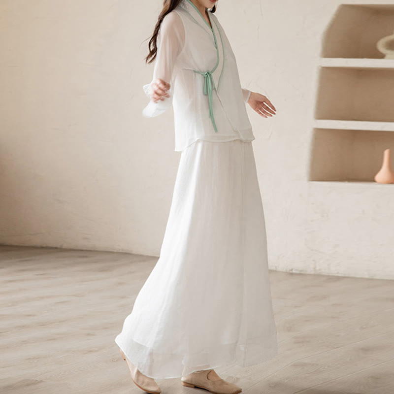 Nimara Ritual Retro Prayer Zen Spiritual Meditation Practice Chiffon Clothing Women's Set