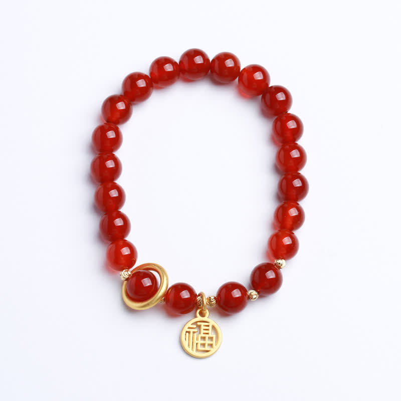 Nimara Ritual Natural Red Agate Blessing Letter Confidence Bracelet